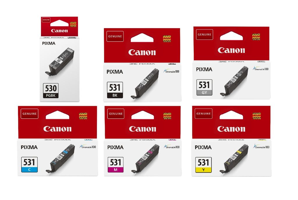 PGI-570XL (Black) CLI-571XL (Black Cyan Magenta Yellow Grey) - 6 Ink Cartridges Pack (PGI-530BK CLI-531CMYKGY Multipack)